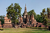 Thailand, Old Sukhothai - Wat Mahathat the central chedi. 